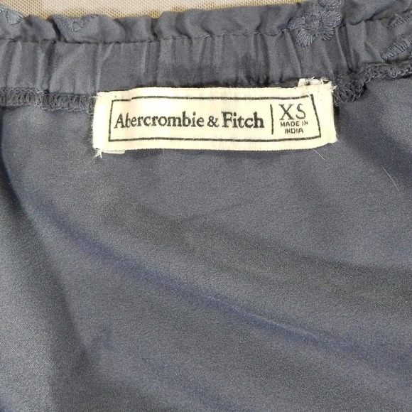 Abercrombie & Fitch Dress Womens XS Off Shoulder Blue Floral Boho Embroidery - Picture 5 of 11